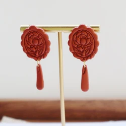 Engraving Flower Clay Dangle Earring Earrings for Women Girls 2025 New Handmade CLay Drop Earrings Jewelry Christmas Present