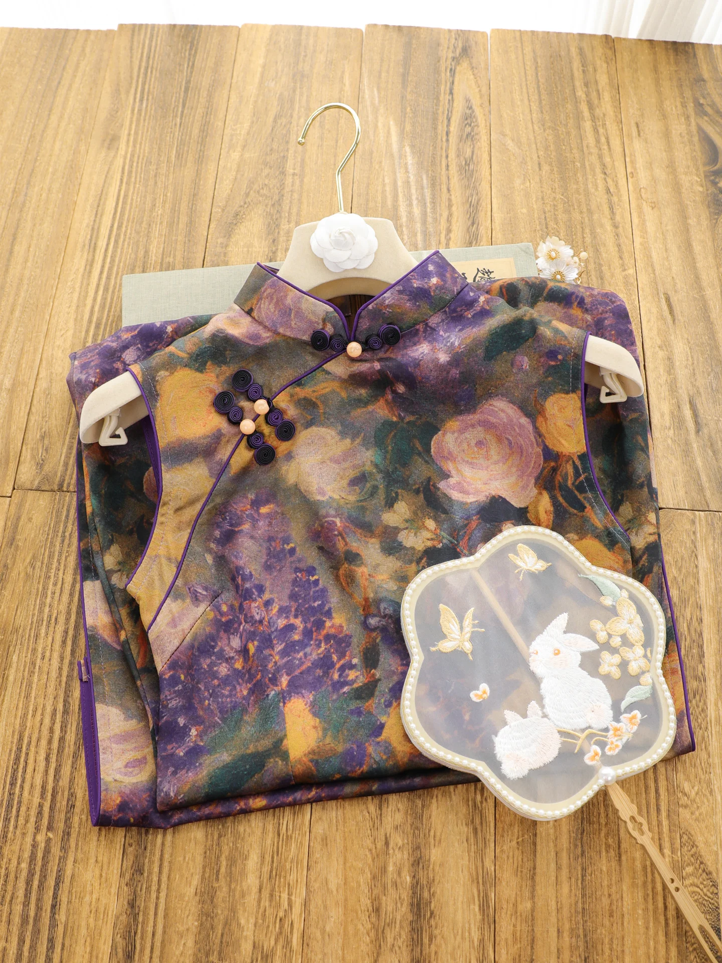 

Ele Purple Svel Dr Vintage New Chinese Sle Young Sophistied Women's Long Qipao Faionable Spring