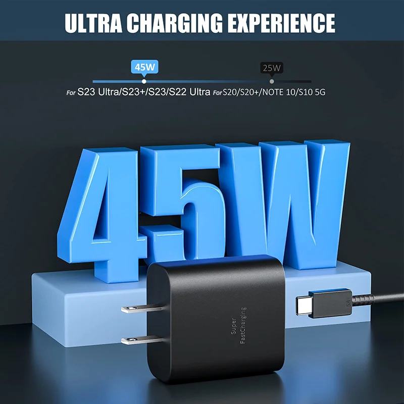 PD 45W Super Fast Charger For Samsung Galaxy S20 S22 S23 Ultra Note 10+ 5G Fast Charging USB Type C Cable  Phone Charger