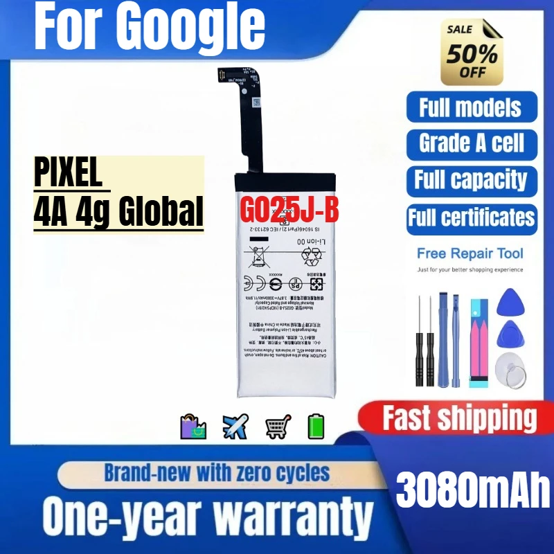 G025J-B for Google PIXEL 4A 4g Global Phone Battery  High Quality High Capacity Replacement Bateria Grade A Cell with Tools