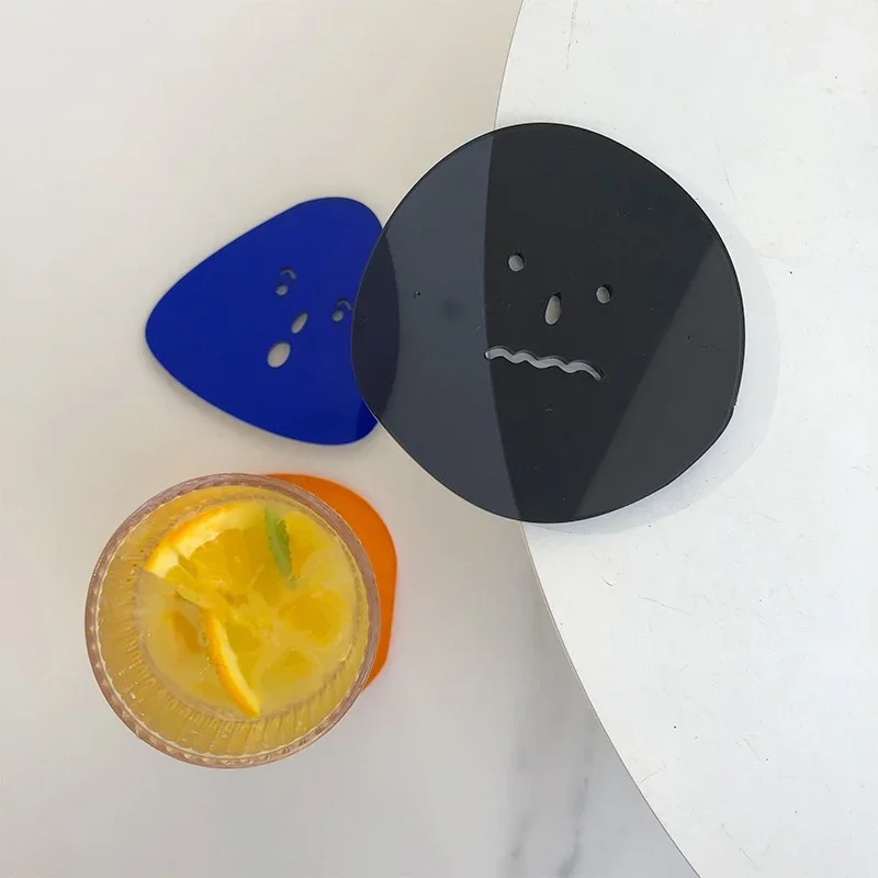 

Acrylic Coasters Blue Shaped Ins Waterproof and Heat Resistant Cups Mats Reusable Hot Pad Table Protector Kitchen Item Accessory