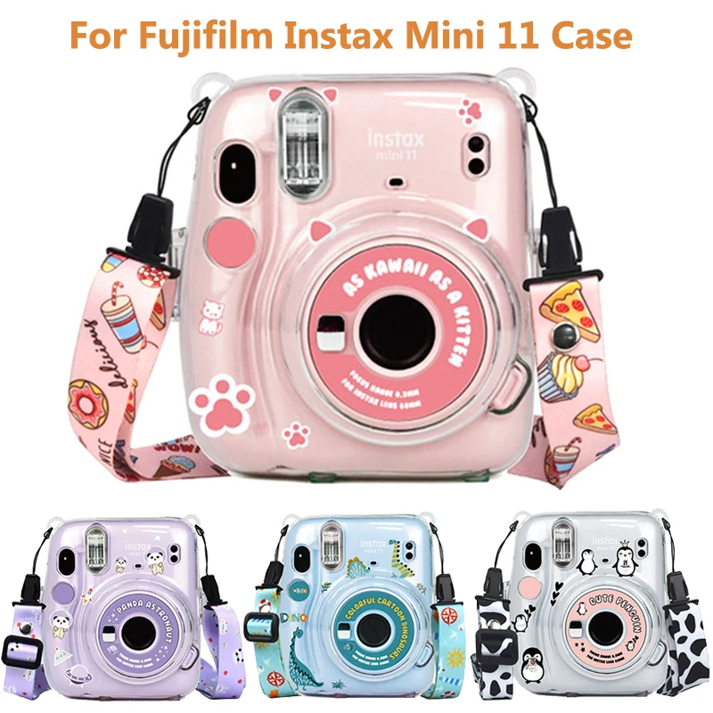 For Fujifilm Instax Mini 11 Transparent Camera Case Protective Carry Bag Cover with Shoulder Strap Storage Bag