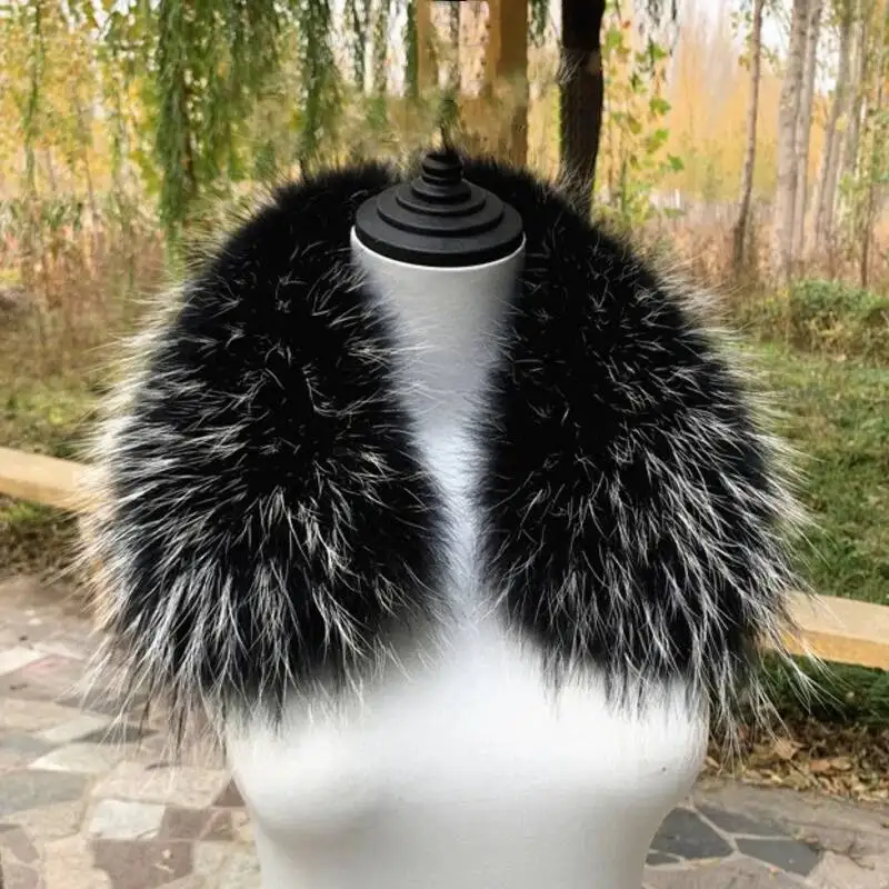 Real Raccoon Fur Collar For Women Winter Thick Neck Warmer Fur Scarves Natural Fur Collar Keep Warm Coat Jacket Fur Shawl - view 5