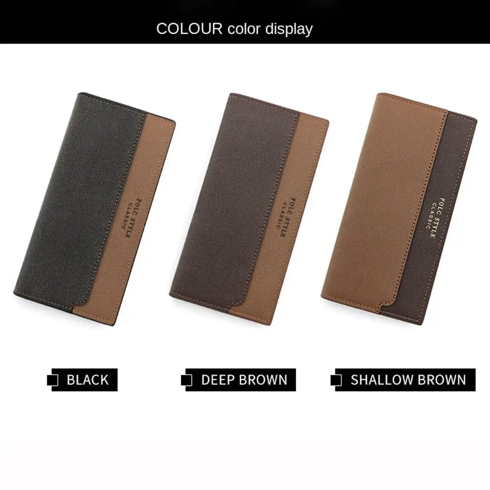 Color Contrast Men's Long Wallet Leisure Contracted Men Coin Pocket Multi-position Multifunction Three Fold Wallet Outdoor