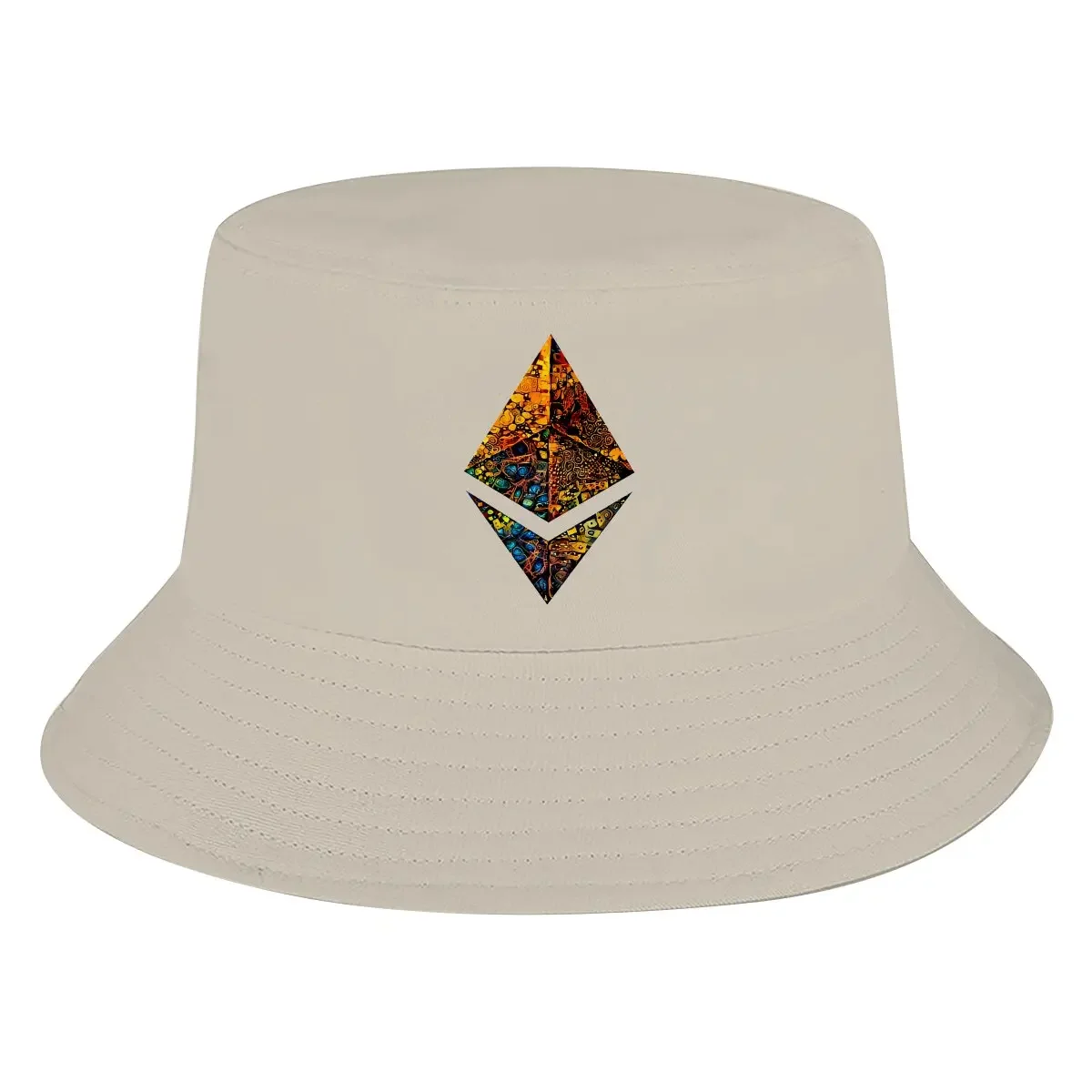 Cryptocurrency Bucket Hat Gold Leafed ETH Crypto Etherium Men's Women's Fisherman Cap Hip Hop Beach Sun Fishing Hats