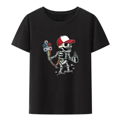 Funny Skull Hvac Coffee Break Modal Print T Shirt Original Men's Shirts Y2k Tops Novelty Leisure Cool Style Pattern Camisetas