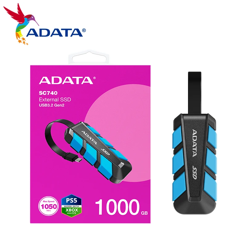 

ADATA SC740 External SSD 500GB 1000GB USB3.2 Gen2 Type-C Read Speed up to 1050MB/s Portable Hard Drive Original PSSD for PS5
