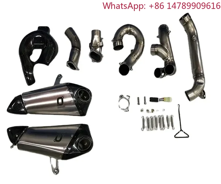 cc Sport Bike Motorcycle Performance Titanium Exhaust Pipe Muffler System, Aftermarket Stainless Steel, Racing Escape Parts