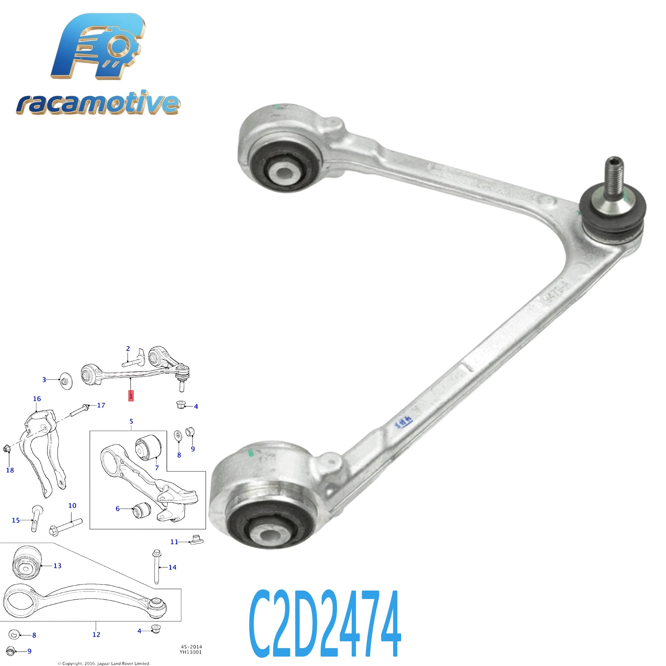 C2D2474 C2D2475 C2D36806 C2D36804  for Jaguar S-TYPE, XJL, XJ (X351) 2009- front upper suspension U-shaped control arm.