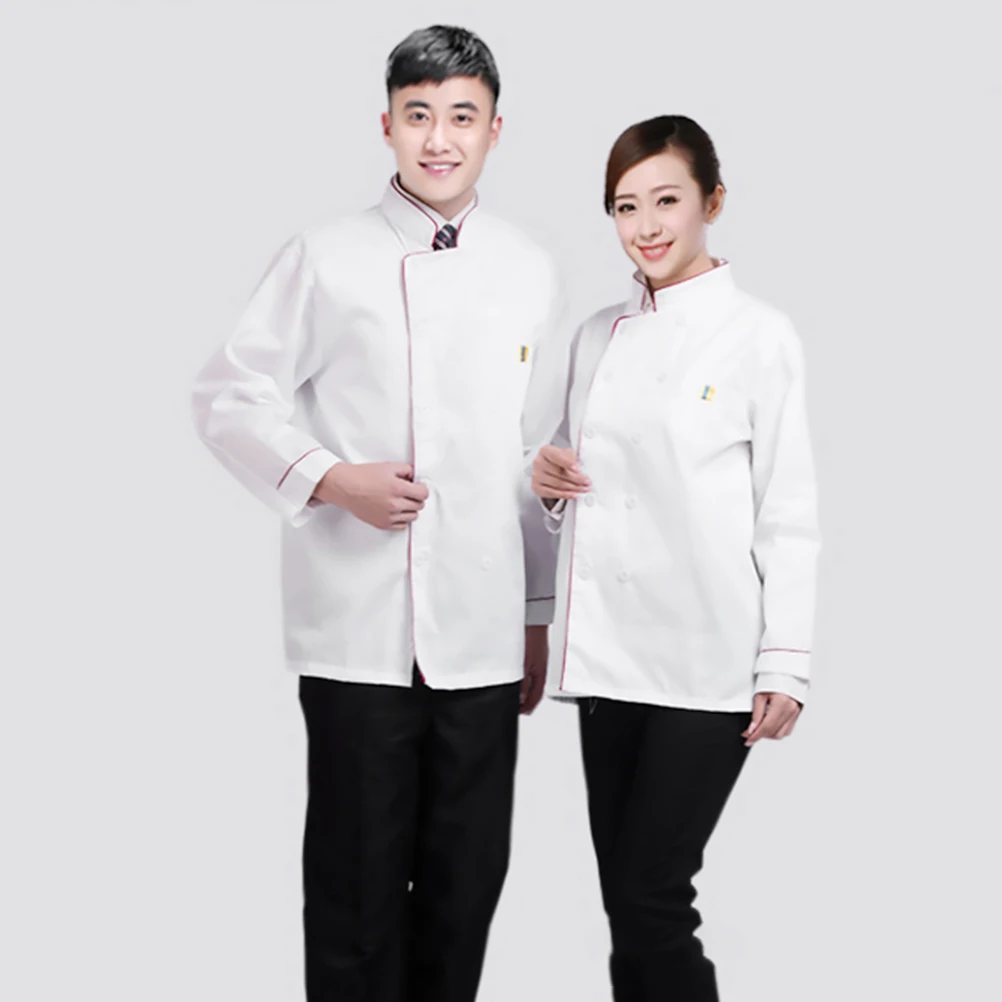 Long Sleeve Chef Jacket Red Embossed Xxl Breathable Oil Proof Casual Loose Chef Clothing for Restaurant Hotel Catering Barbecue