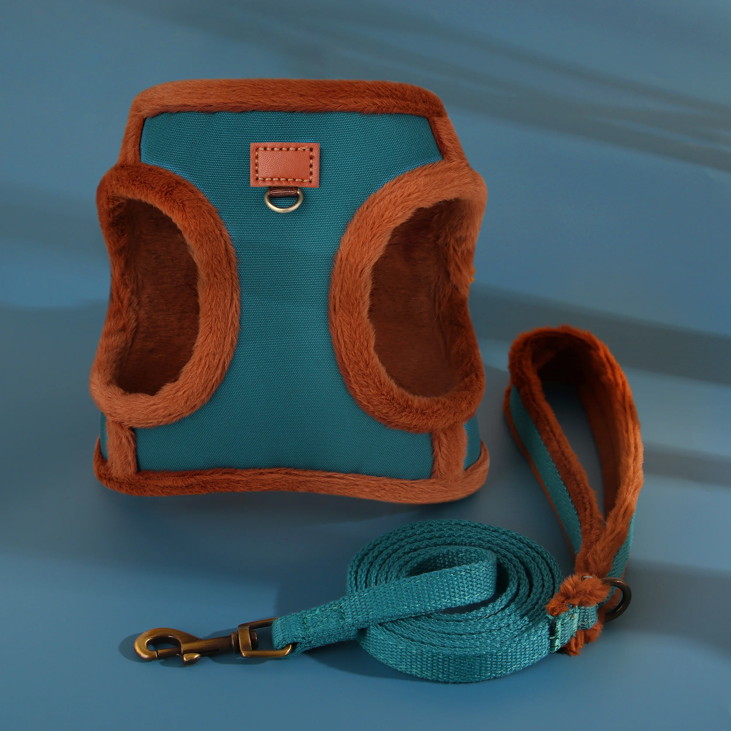 Winter Dog Harness and Leash Set Warm Fur Padded Dogs Vest Harness With Dog Walking Lead Rope Chihuahua Small Medium Dogs