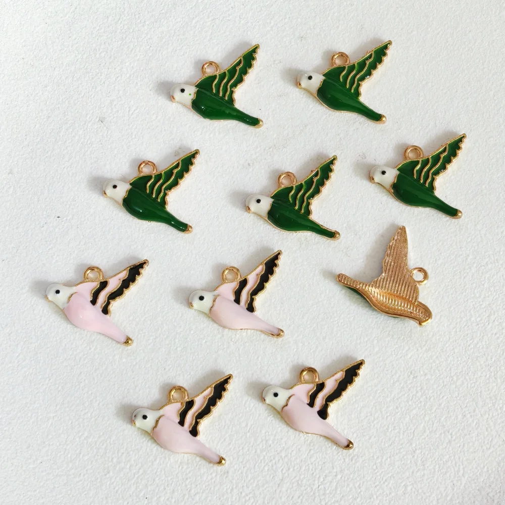 Enamel Flying Bird Charms Alloy Parrot Sparrow Dangle Pendants for DIY Earrings Bracelet Necklace Jewelry Making Findings