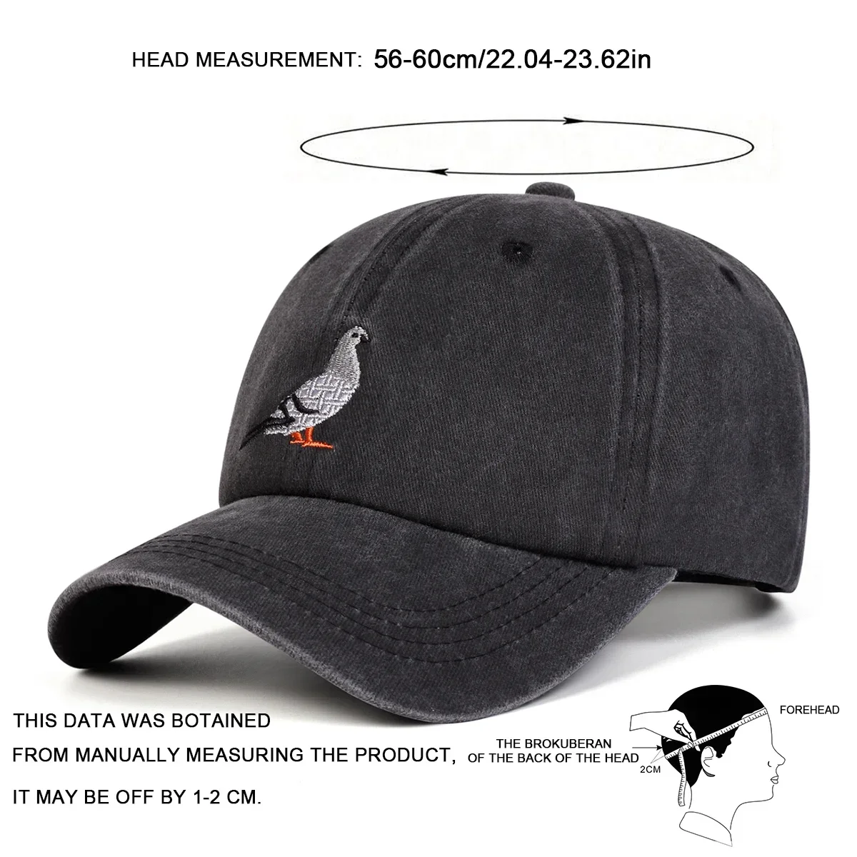 Unisex Pigeon Embroidery Washed Denim Baseball Caps Spring Autumn Outdoor Adjustable Casual Hats Sunscreen Hat Sports Cap 6