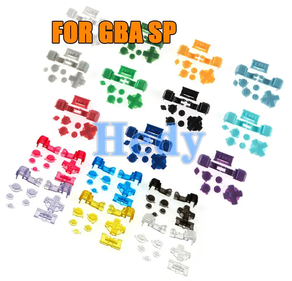 Set di chiavi per pulsanti di ricambio 2Set per GameBoy Advance SP GBA SP Set completo R L A B pulsanti d-pad tinta unita traslucido trasparente