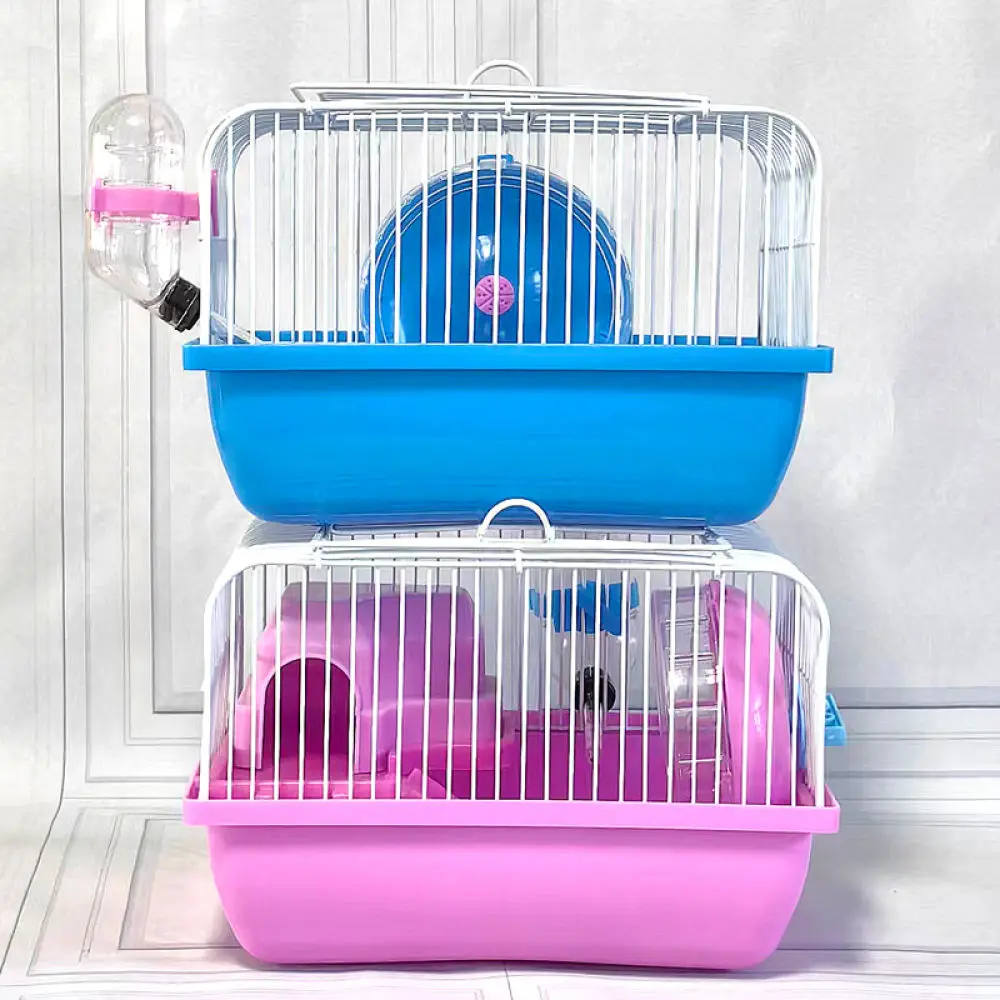 Comfortable Foldable Pet Cage For Hamsters Portable Ventilated Plastic Habitat With Exercise Accessory Set Easy Setup
