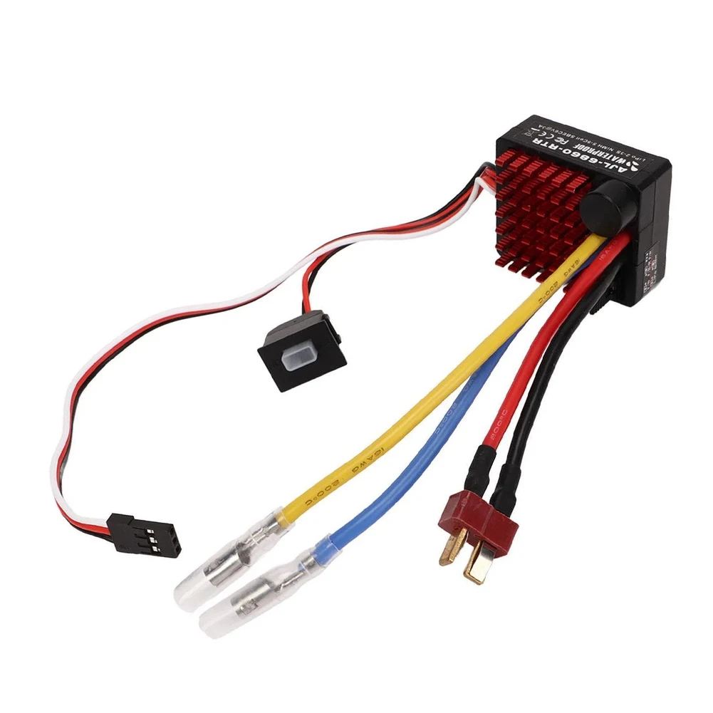 Brushed 60A ESC Waterproof Speed Control 2S-3S LiPo for 1/10 RC Cars Boat