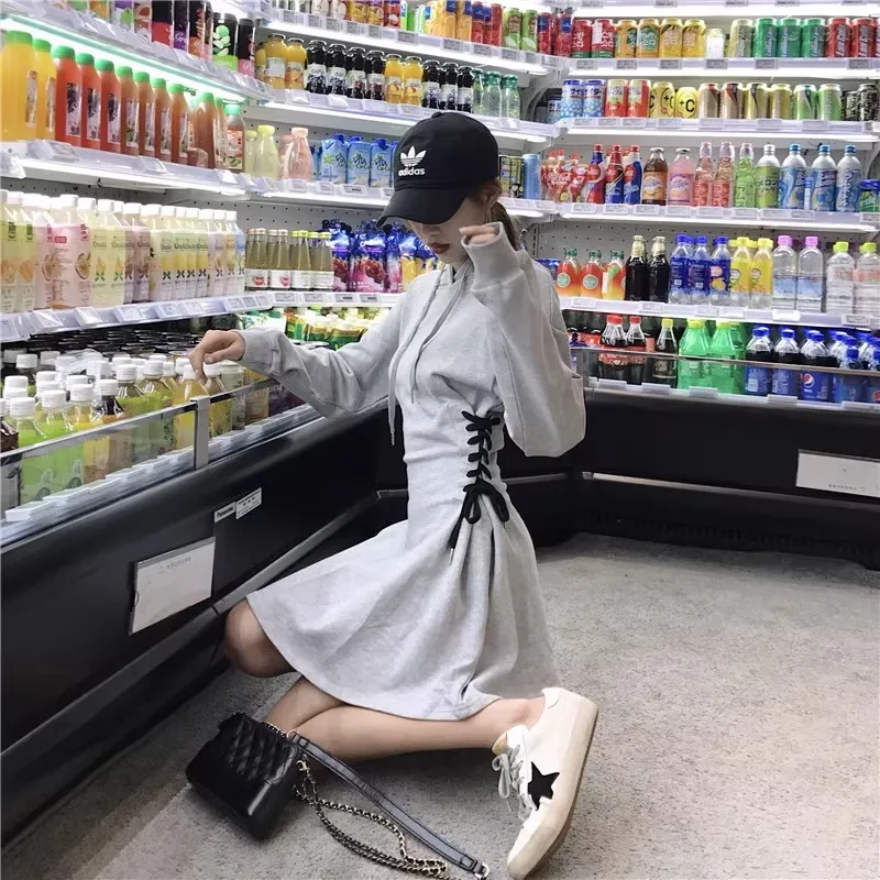 Sukienki Damskie z Długim Rękawem Sukienka Wieczorowa na Imprezę Jesienna Modalna Marszczona Stójka Regularny Krój Styl Preppy Prążkowana Prostota Pikantna