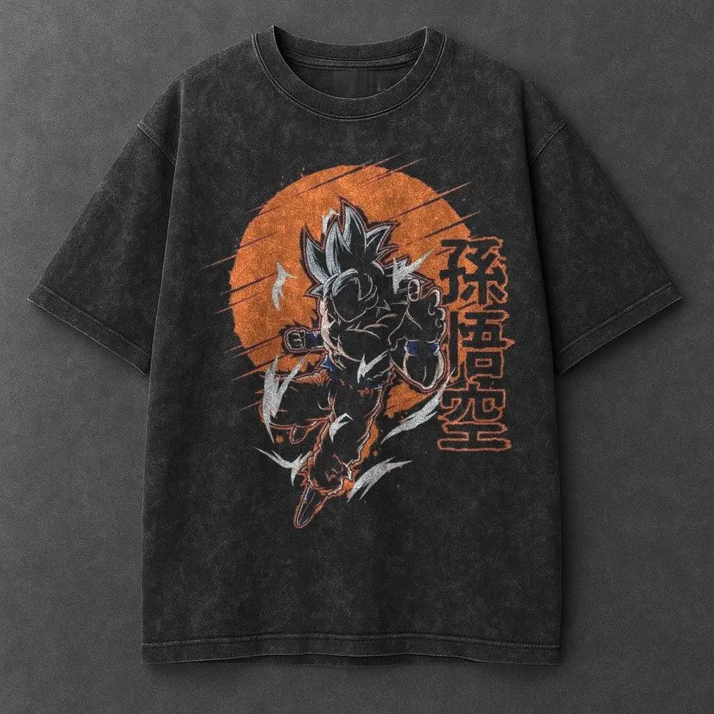 

Dragon Ball 2026 Summer Vintage Washed Cotton T Shirt Oversized Streetwear Gohan Super Saiyan 2 Purple Lightning Dark Fantasy