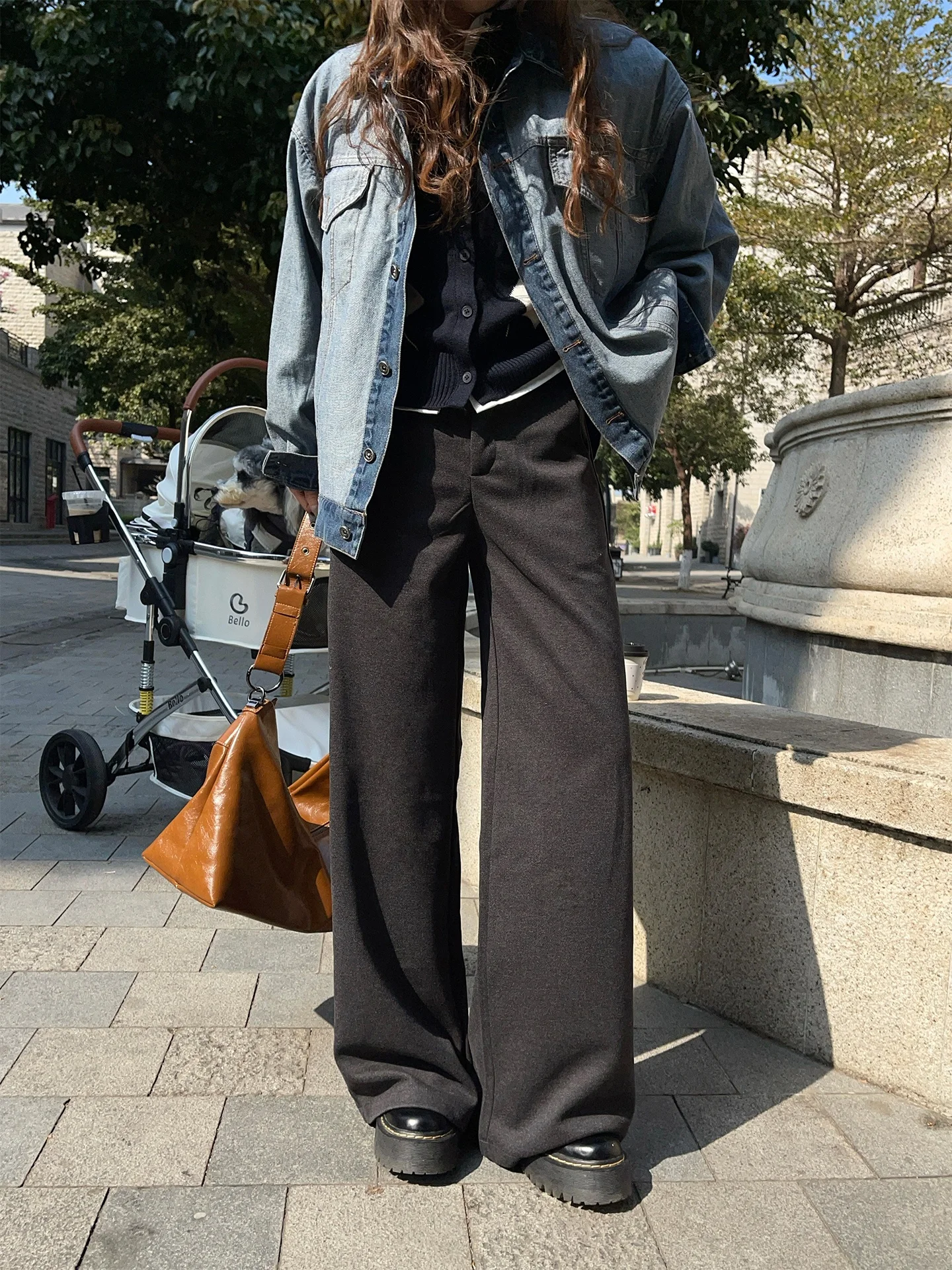 

Женские шерстяные брюки Chuanhe с широкими штанинами, с высокой талией, прямого кроя, повседневные, удлиненные, с эффектом стройности