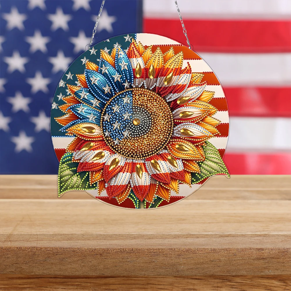 

2D Flat DIY Diamond Painting Set Sunflower Diamond Art Pendant Home Wall Decor