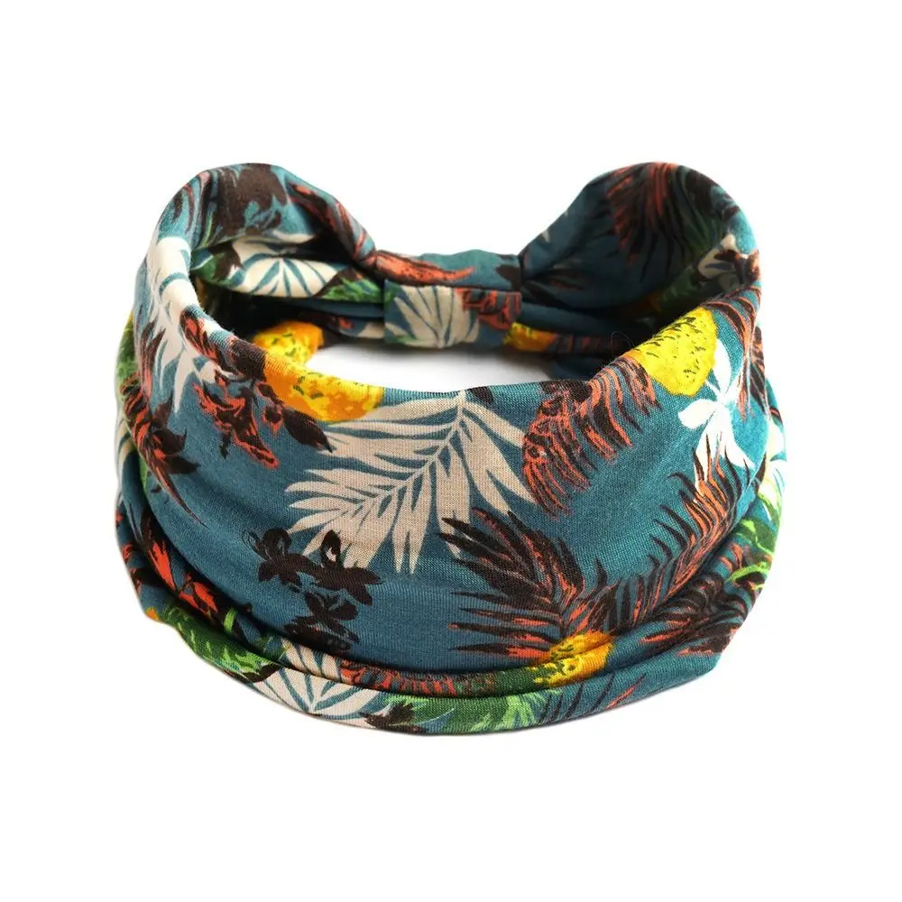 Elastic Turban Headwear Bohemian Headband Cotton Stretch Vintage Knot Women Headwrap Wide Casual Yoga Hair Band For Dance Biker