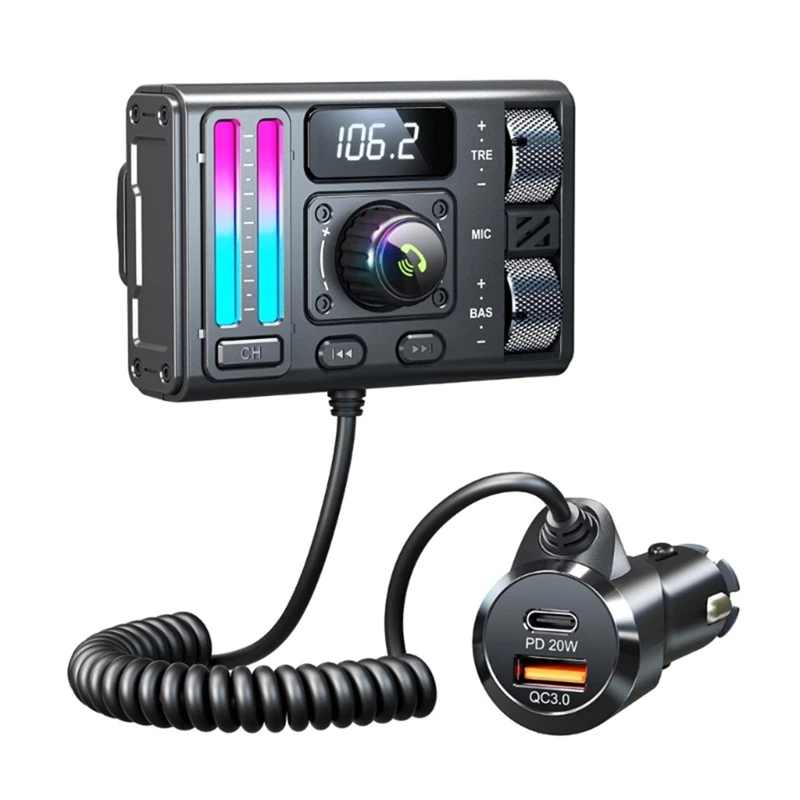 Bluetooth-Compatible FM Transmitter For Car PD20W QC3.0 USB Charging Car Adapter MP3 Music Player