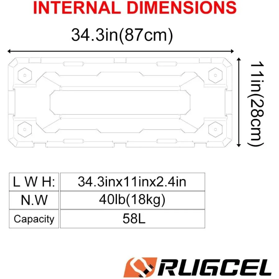 RUGCEL Caja seca impermeable de 58 L para aventuras generales y todoterreno de alta resistencia: estuche de almacenamiento duradero ideal para equipamiento de camping en automóvil Ro