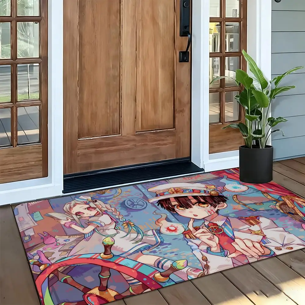 Anime T-Toilet-Bound H-Hanako-kun Floor Mat Soft Flannel Entrance Door Mat Non Slip Absorbent Bathroom Bedroom Floor Rug