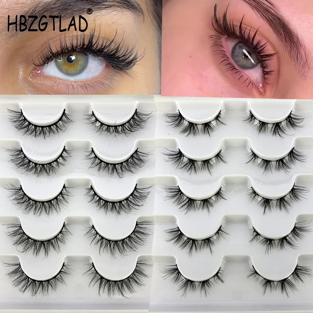 5 pairs Mink Eyelashes Full Strip Lash Extension Natural False Eyelashes Cross Cluster Fairy 3D Faux Big Eye Long Fake Lashes