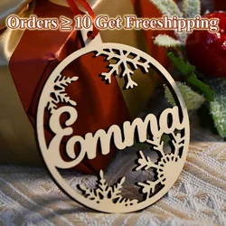 Custom-Made Name Christmas Ornament Personalized Laser Cut Customized Baubles Name Wooden Snowflake Christmas Hanging Gift Tags