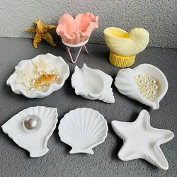 Shell Trinkets Storage Dish Silicone Mold Conch Candle Vessel Cement Mold Starfish Plaster Tray Soap Dish Epoxy Resin Clay Mold