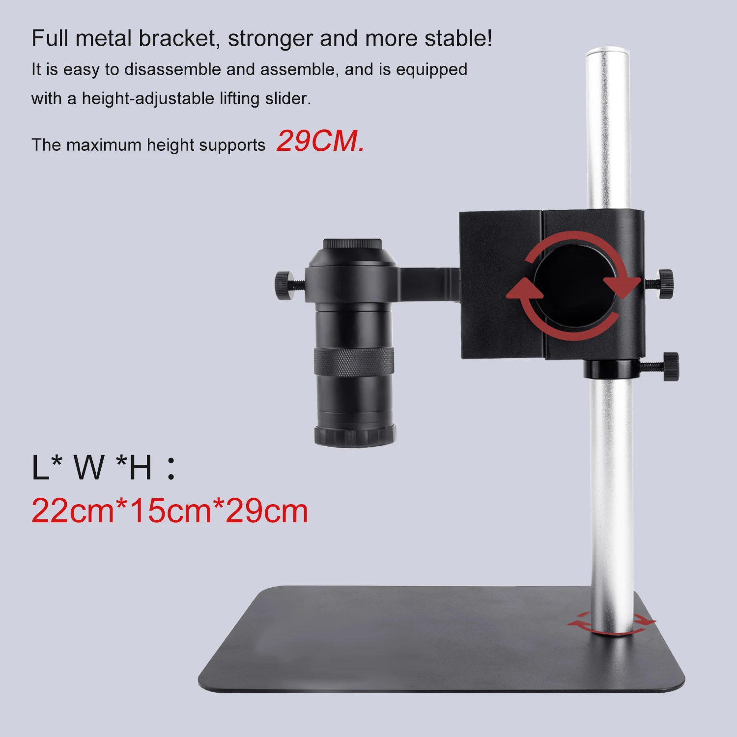 YIZHAN 2K Mikroskop lutowniczy HDMI USB 130X Obiektyw z mocowaniem C 38MP Nagrywanie wideo Zdjęcia Pomiar do naprawy PCB Zagęszczona metalowa podstawa — zdjęcie 6