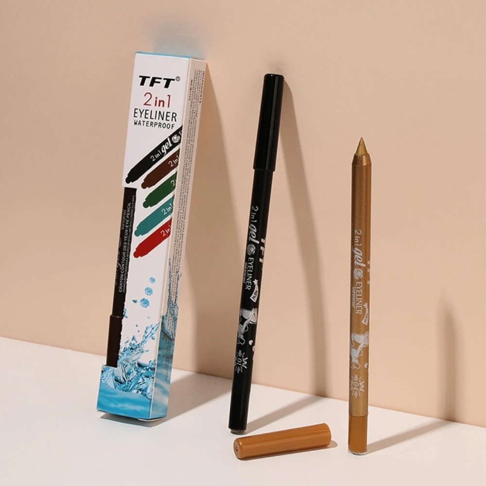 10-Color 1pc Waterproof Eyeliner | High-Pigment Brown/Black Glitter | Women’s Dual-Form Eye Cosmetic