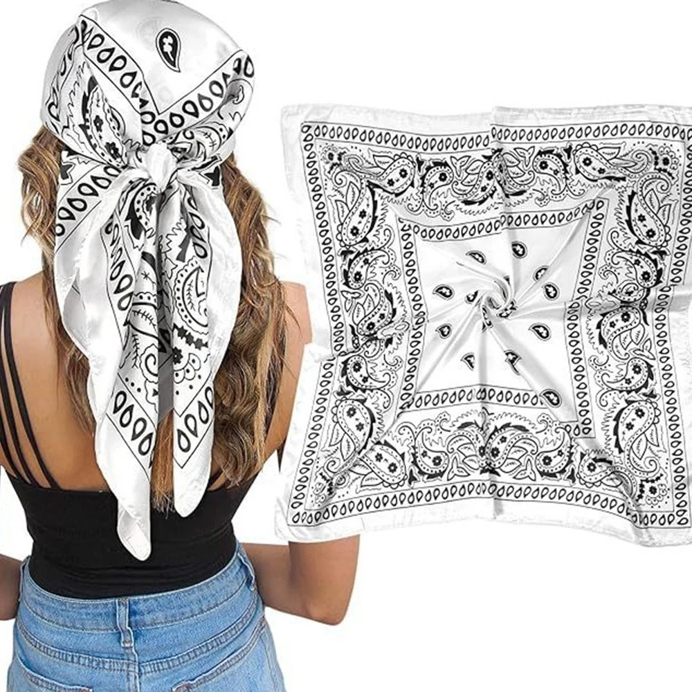 Pañuelo de Moda para Mujer, Estampado de Cachemira, Cuadrado, de Tela Sedosa, para Decoración y Uso Diario