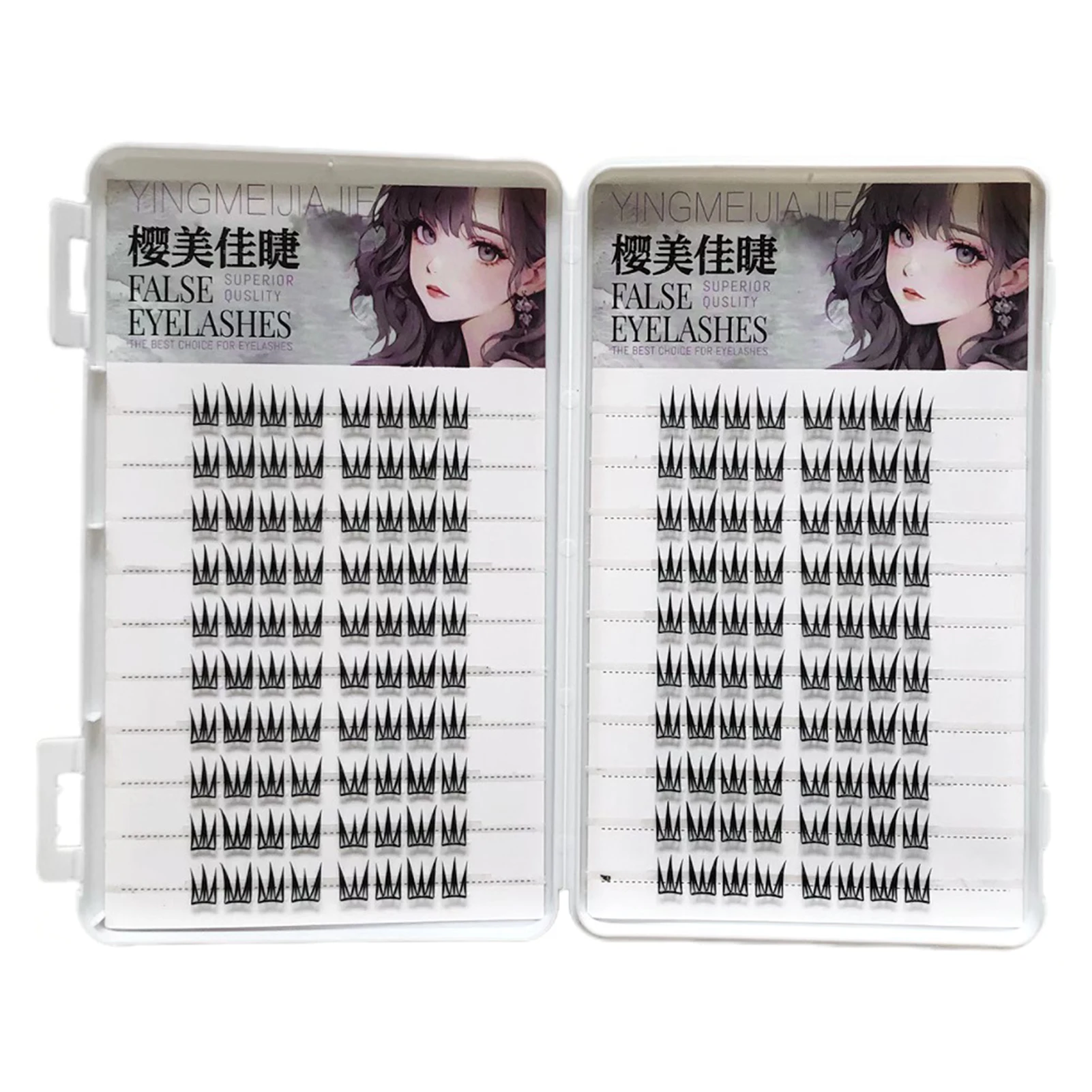 جديد دمية الرموش الصناعية على شكل حرف V الصليب رقيق الألياف الطبيعية مجعد الرموش الفردية مجموعات لاش تمديد رموش هزلية