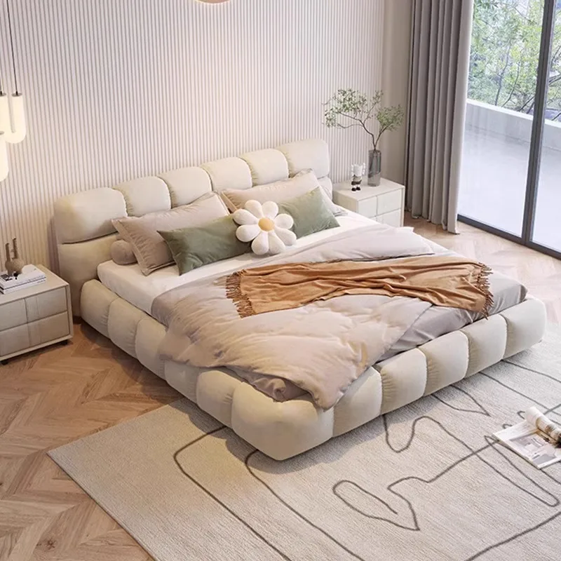 Nordic Bedroom Bed Modern Luxury Two People Lounge Couple Bed Minimalist Europian Cama De Lujo Para Dormitorio Hotel Furniture