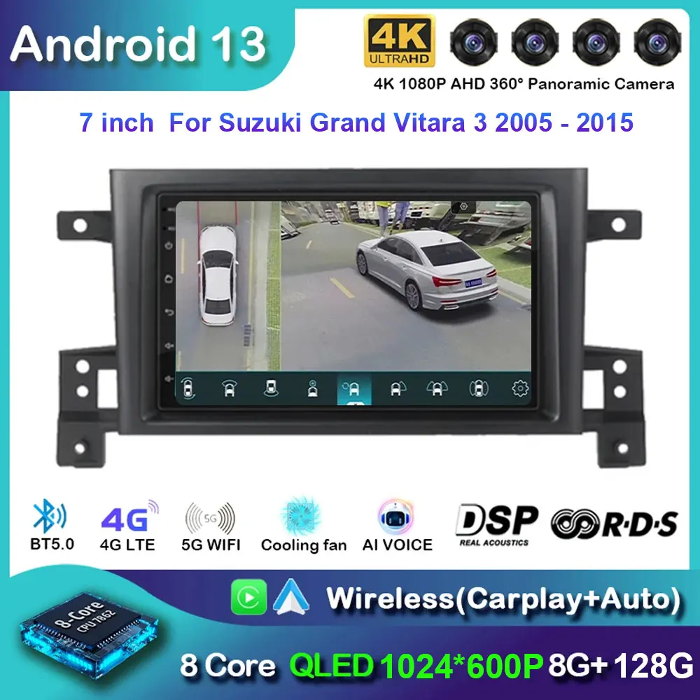 

Andriod 13 для Suzuki Grand Vitara 3 2005-2015, автомобильный радиоприемник, мультимедийный видеоплеер, навигация, GPS, Android, без 2din 2 di