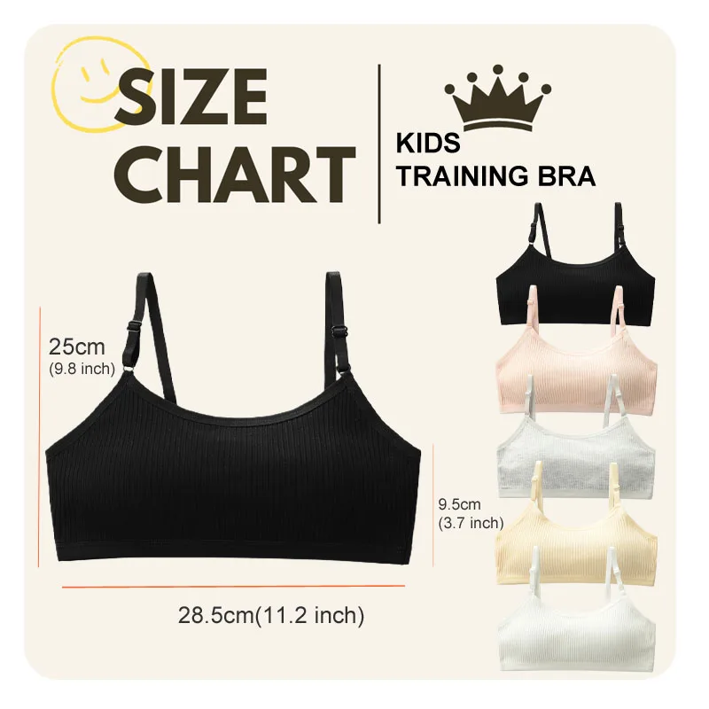 4 Pcs/Pack Wireless Sports Bras For Girl Adjustable Shoulder Strap Teen Girls Cotton Bra Sponge Padding Cup Girls Training Bras