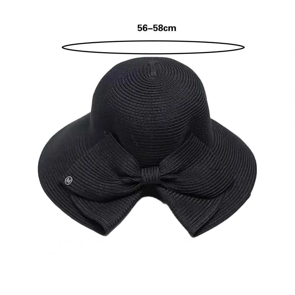 

Women Sun Hat Stylish Women's Wide Brim Sun Hat with Back Bowknot Detail Breathable Anti-uv Beach Straw Hat for Summer