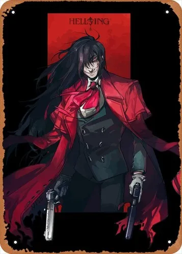 Affiche métallique d'anime Hellsing, affiche de personnage Hellsing, plaque en métal, décoration murale Hellsing