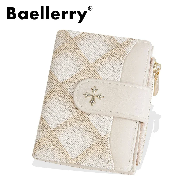 Women Short Wallet Fashion Plaid Pattern Design Zipper Coin Purse Short Card Holder PU Leather Small Money Bag Wallets for Girls