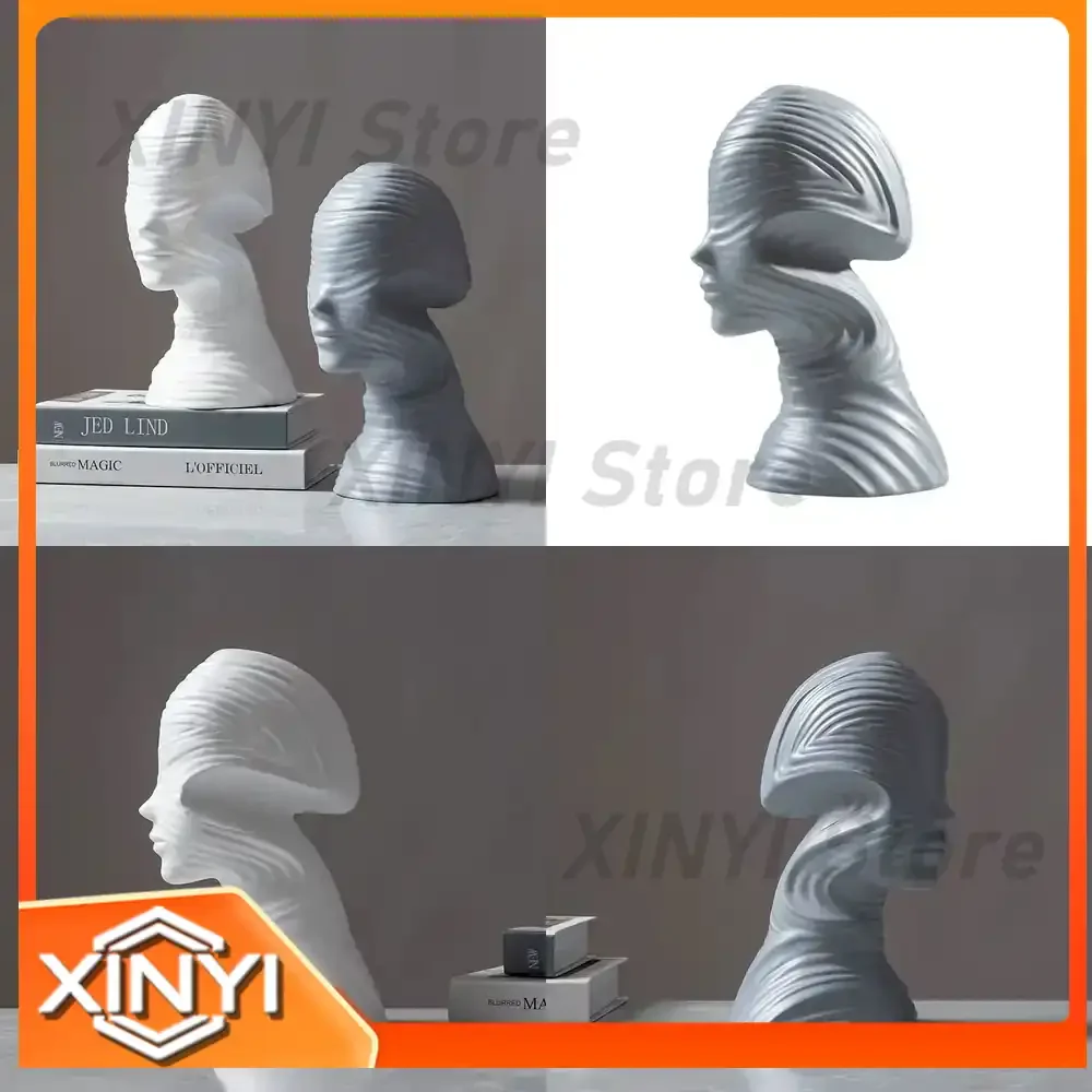 Abstract Portrait Sculpture Ornament for Modern Home Decor Desktop Decoration Accessories Mummy Face Statue Gifts