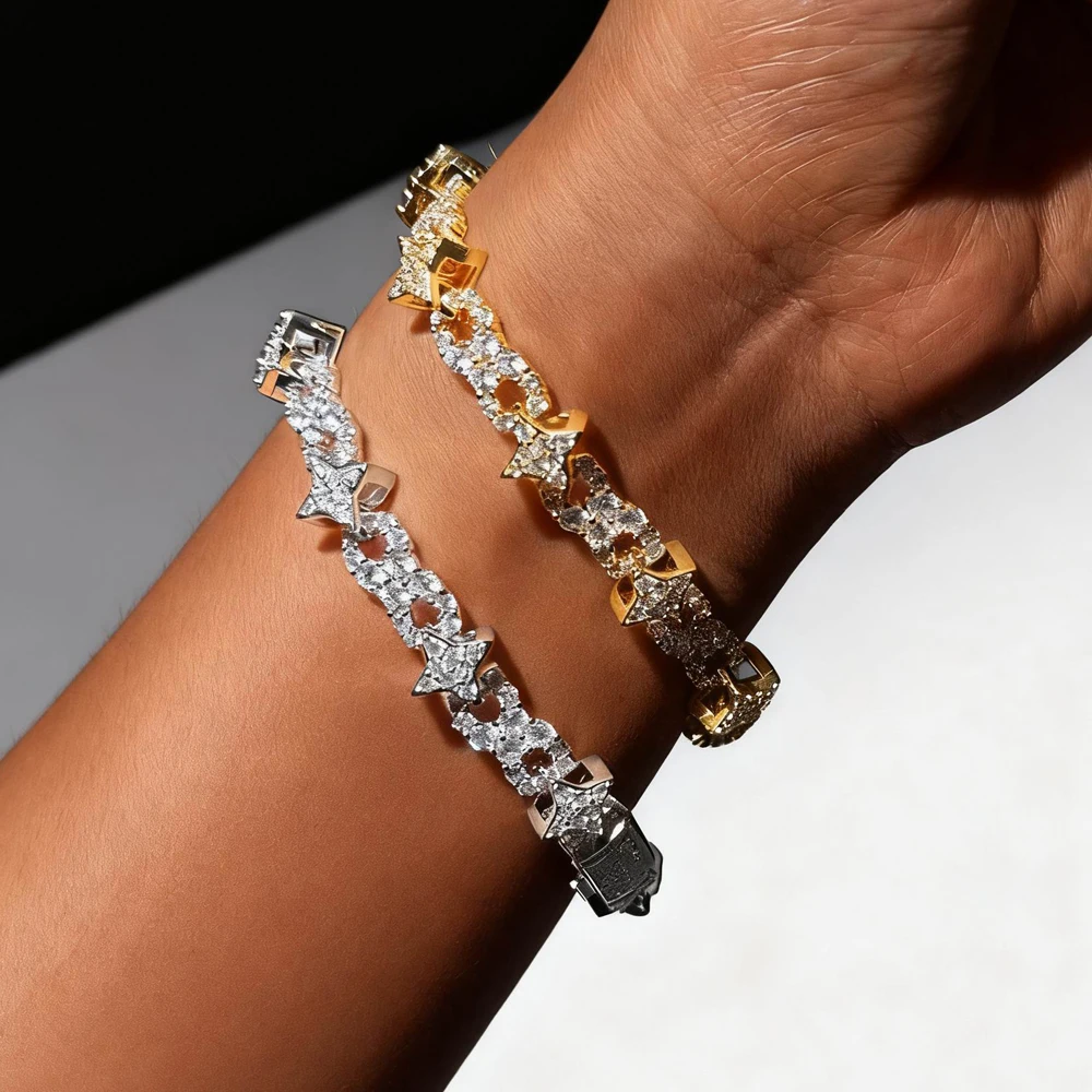 

2025 New High Quality Fashion Star Infinite Necklace Bracelet Iced Out Bling Cubic Zirconia for Men Fine Shining Hip Hop Jewelry