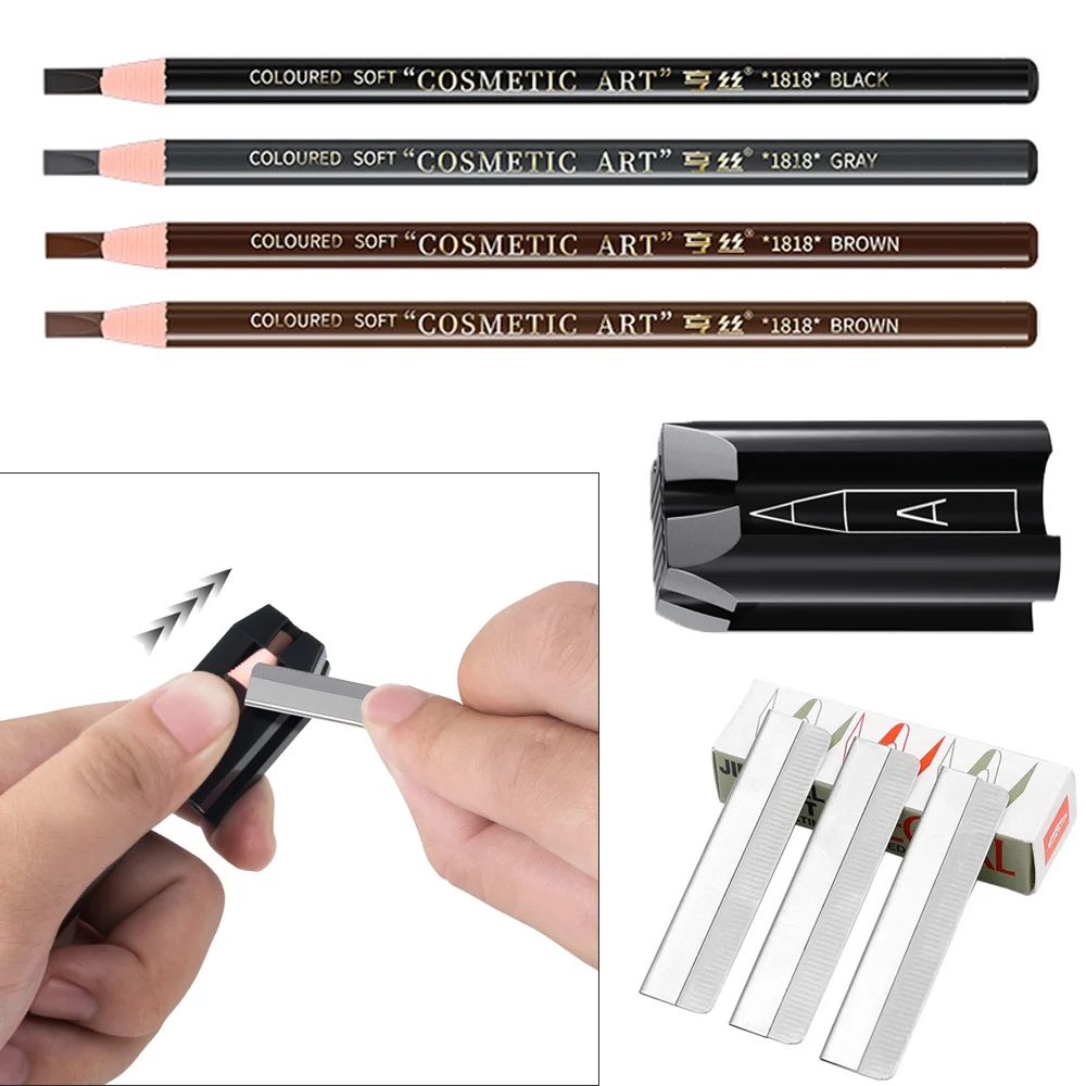 Professional Eyebrow Pencil With Sharpener Brow Trimmer Tip Thin Tool Permanent Makeup Art Eyebrows Tattoo Microblading Supplies