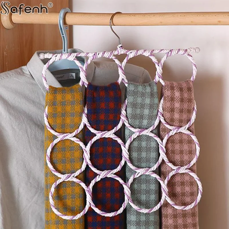 1個 ラタン製スカーフホルダー 折りたたみ式 ネクタイ ベルトフック ショール スカーフオーガナイザー ラタン織りハンガー ワードローブ収納ホルダー ディスプレイラック