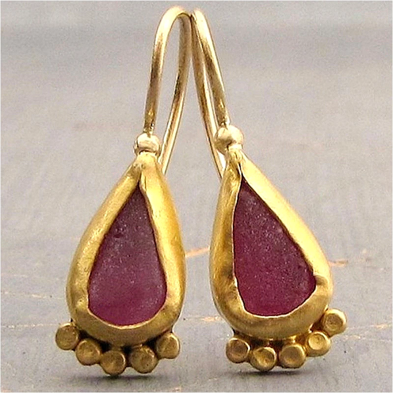 Vintage Triangular Shaped Pink Synthetic Agate Pendant Earrings Women's Bohemian Style Fashion Wedding Anniversary Jewelry Gifts