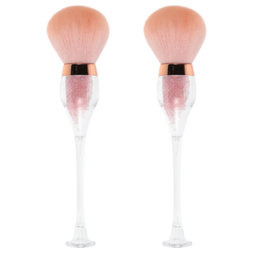 

2Pcs Nail Dust Brush Wine Glass Shape Soft Bristles Manicure Tool Portable Nail Art Powder Removal Cleaner Salon Home Use