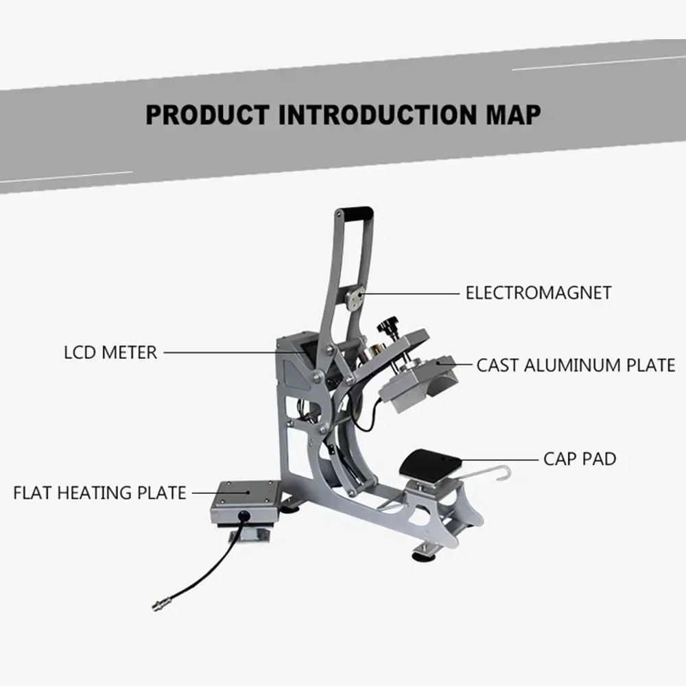 

Portable Cap Heat Press Printer 2in1 Hat T-Shirt Sublimation Transfer Printing Machine 8*14/12*12 Hot Stamp Machine CK2815S Hot