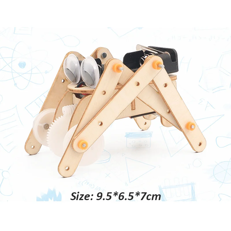 DIY Spider Robot STEM Brinquedos para Crianças, Tecnologia Ciência Experimental Tool Kit, Aprendizagem Educacional Puzzle de Madeira, Auxílio de Ensino