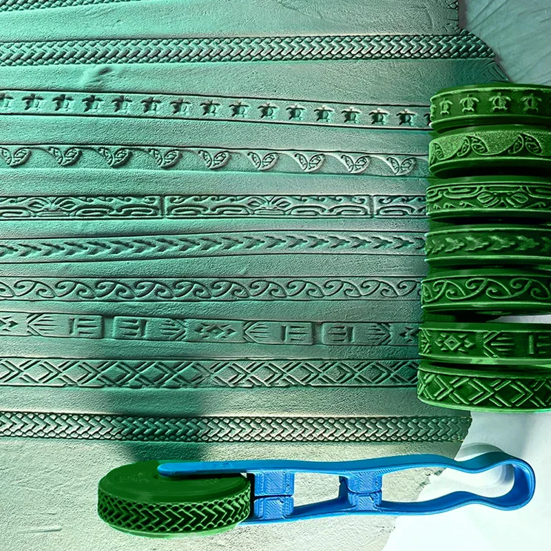 

Clay Stamp Roller Ceramic Texture Wheel Geometric Flower Patterns DIY Clay Tools Body Painting Stamps Durable Art Decor